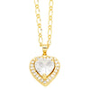 Elegant Lady Simple Style Heart Shape Stainless Steel Copper 18k Gold Plated Zircon Pendant Necklace In Bulk