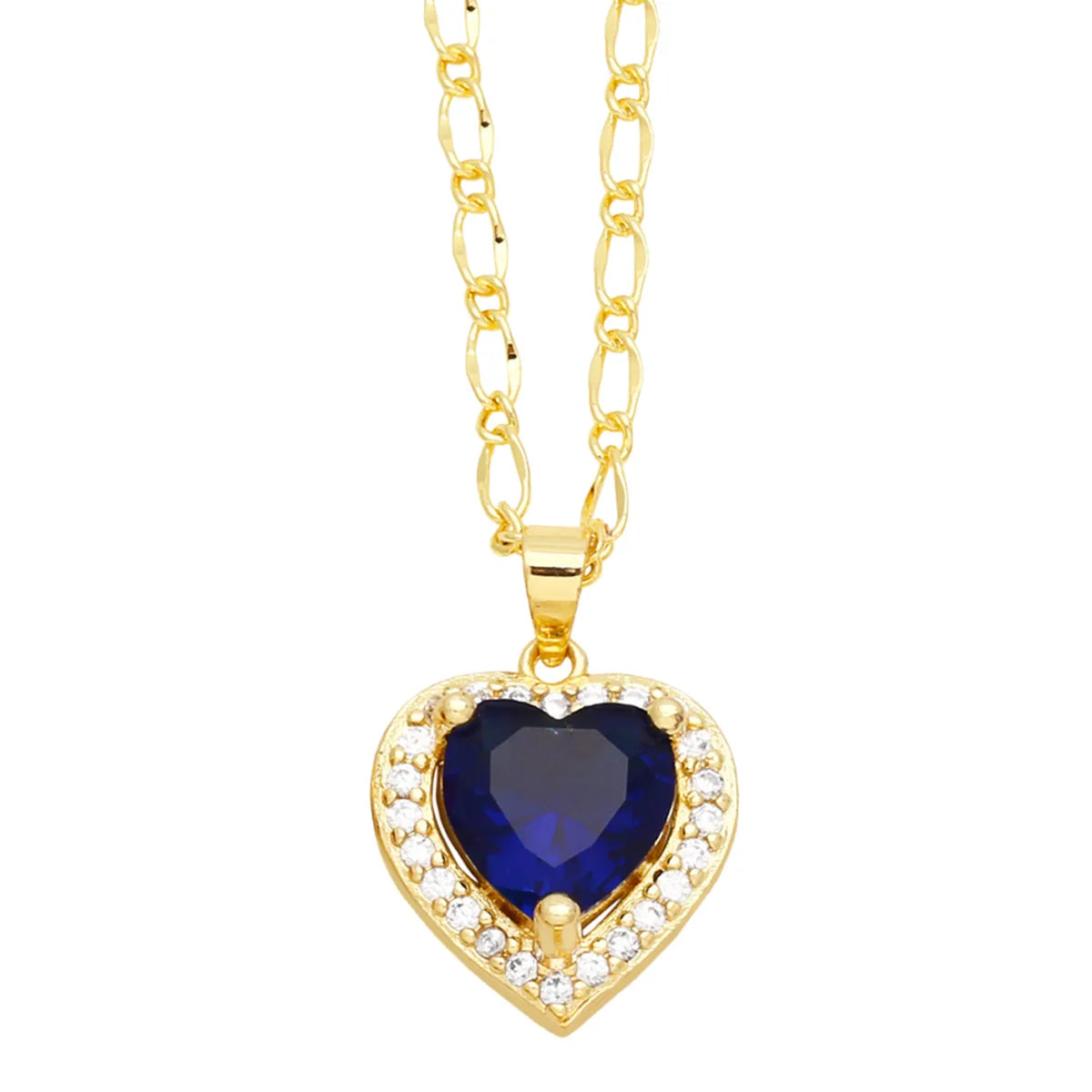 Elegant Lady Simple Style Heart Shape Stainless Steel Copper 18k Gold Plated Zircon Pendant Necklace In Bulk