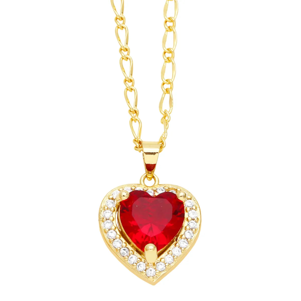 Elegant Lady Simple Style Heart Shape Stainless Steel Copper 18k Gold Plated Zircon Pendant Necklace In Bulk