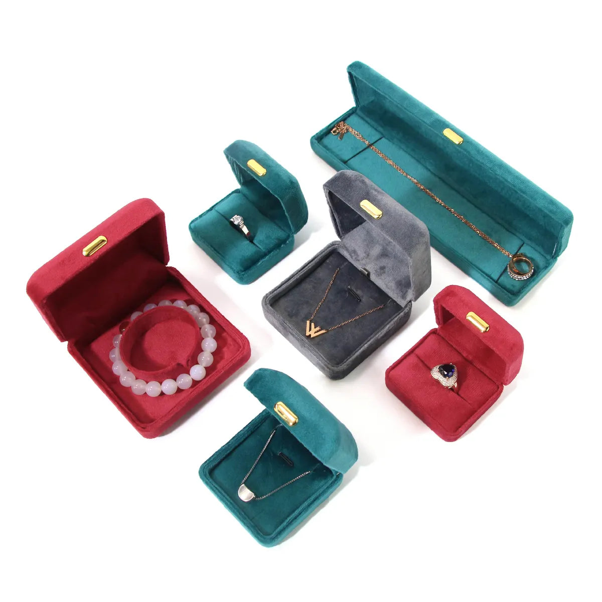 Elegant Lady Solid Color Cloth Jewelry Boxes