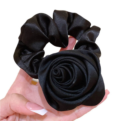 Elegant Lady Solid Color Flower Cloth Hair Tie