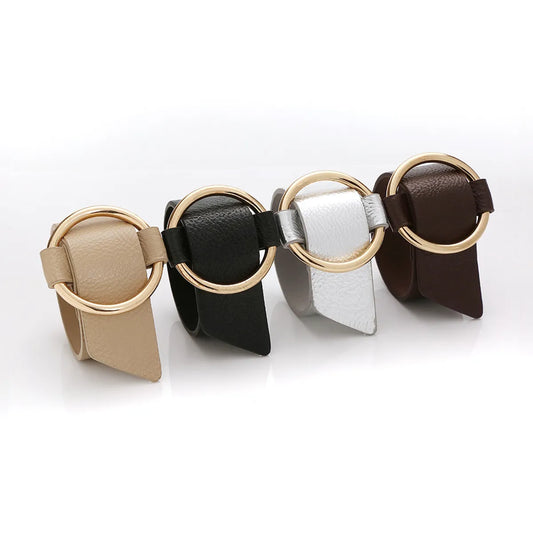 Elegant Lady Solid Color Pu Leather Wholesale Bangle