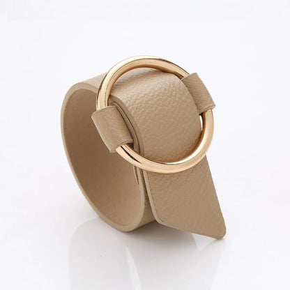 Elegant Lady Solid Color Pu Leather Wholesale Bangle