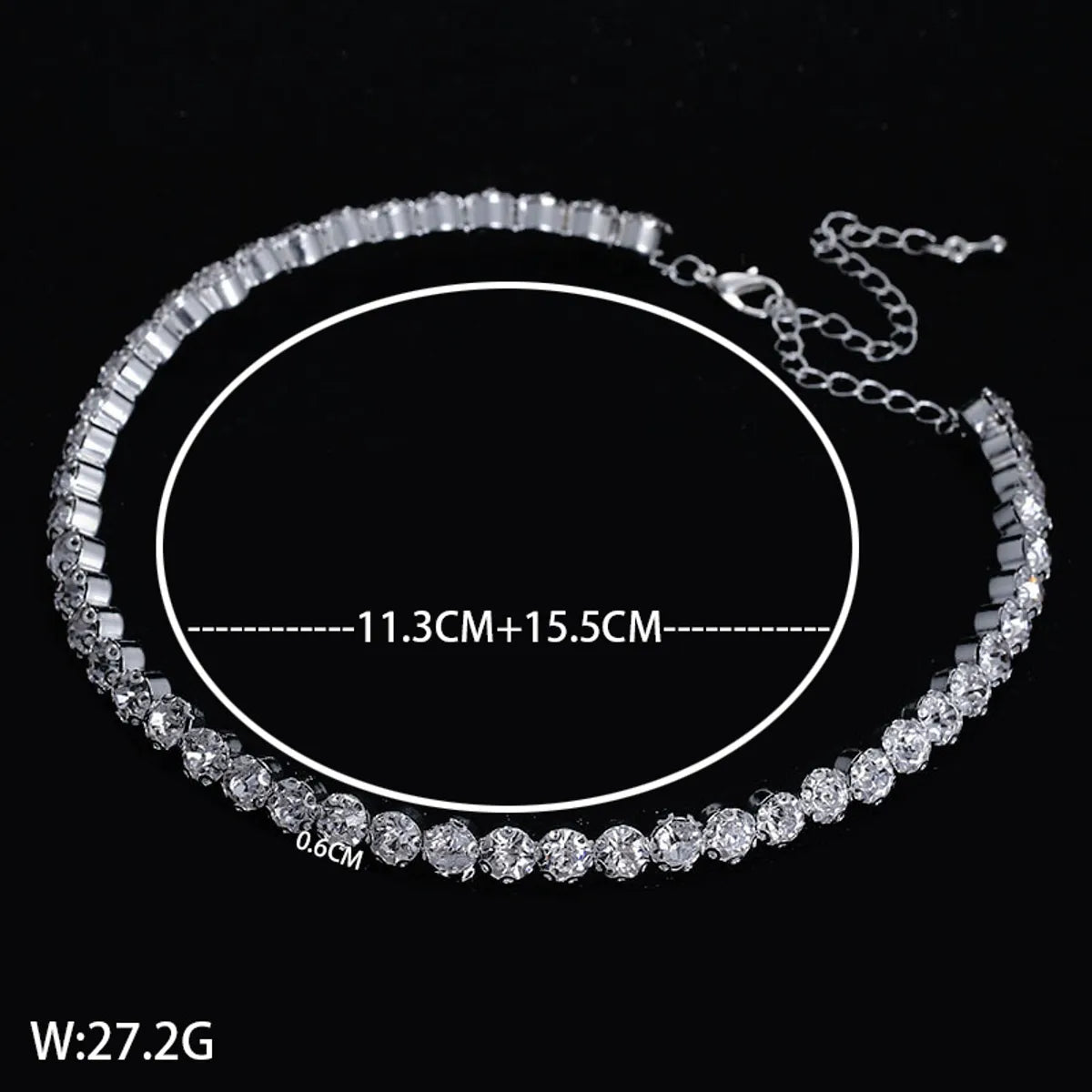 Elegant Lady Solid Color Silver Plated Zircon Alloy Wholesale Necklace