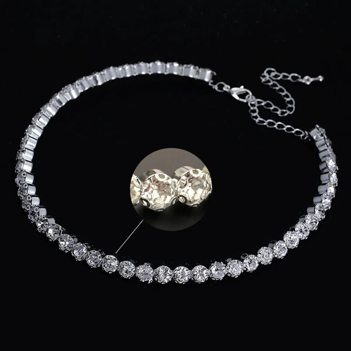 Elegant Lady Solid Color Silver Plated Zircon Alloy Wholesale Necklace