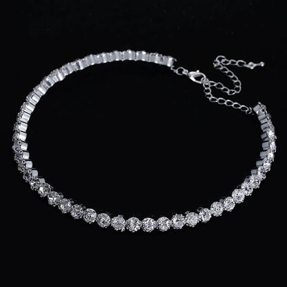 Elegant Lady Solid Color Silver Plated Zircon Alloy Wholesale Necklace