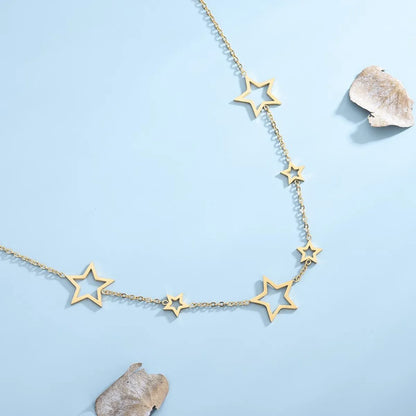 Elegant Lady Star Titanium Steel Plating Necklace