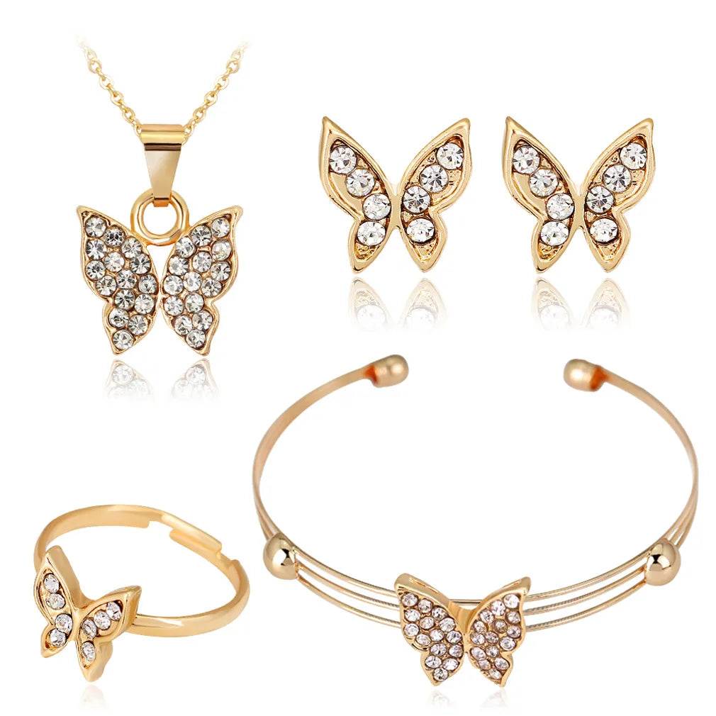 Elegant Lady Streetwear Butterfly Alloy Plating Inlay Zircon Women'S Jewelry Set