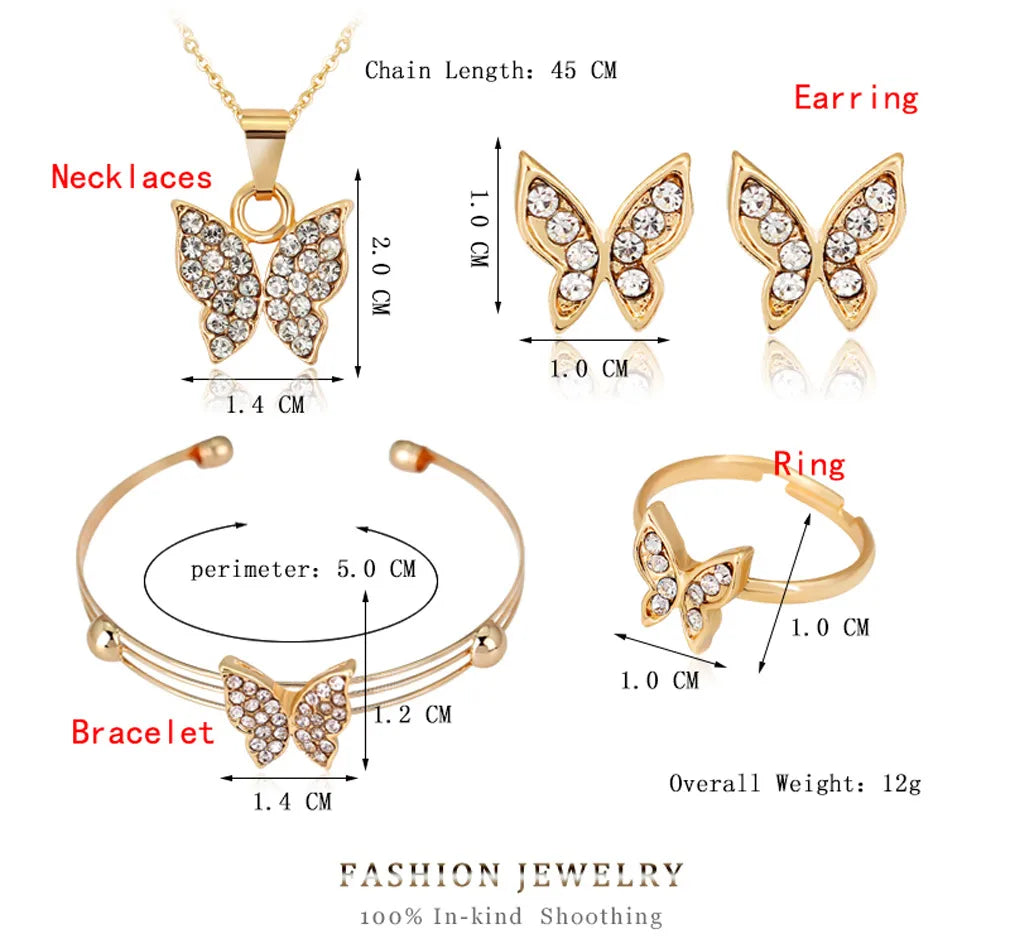 Elegant Lady Streetwear Butterfly Alloy Plating Inlay Zircon Women'S Jewelry Set