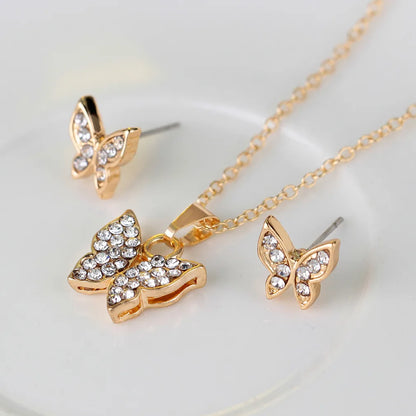 Elegant Lady Streetwear Butterfly Alloy Plating Inlay Zircon Women'S Jewelry Set