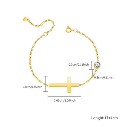 Elegant Lady Streetwear Cross 304 Stainless Steel Gold Plated Zircon Bracelets In Bulk