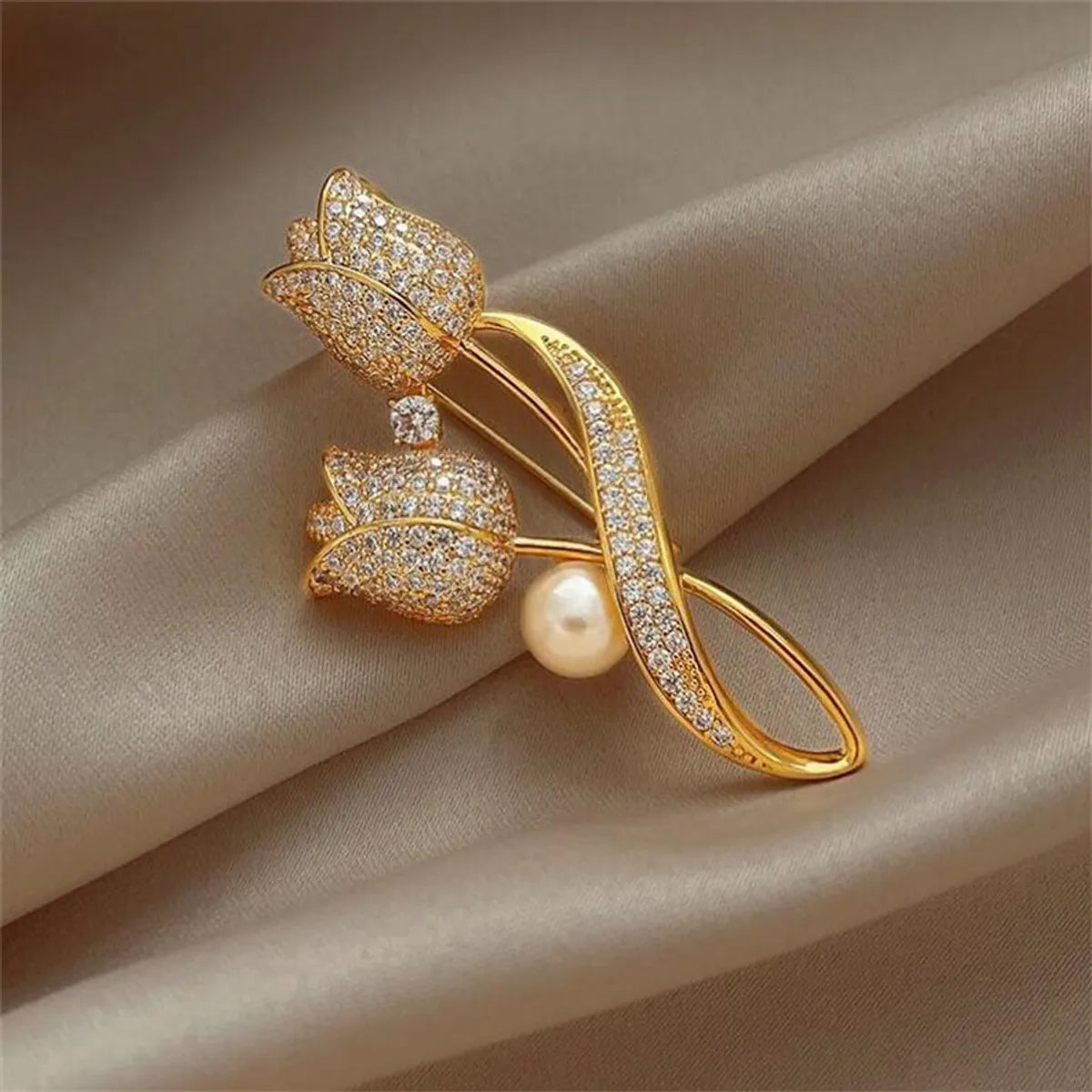 Elegant Lady Streetwear Flower Alloy Inlay Rhinestones Women'S Brooches 1 Piece