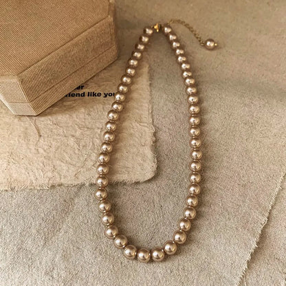 Elegant Lady Streetwear Geometric 18K Gold Plated Imitation Pearl Titanium Steel Wholesale Necklace