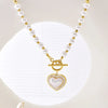 Wholesale Jewelry Elegant Lady Streetwear Heart Shape 304 Stainless Steel Imitation Pearl Imitation Pearl Plating Inlay Pendant Necklace
