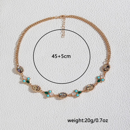 Elegant Lady Streetwear Oval Artificial Gemstones Resin Shell Alloy Wholesale Necklace