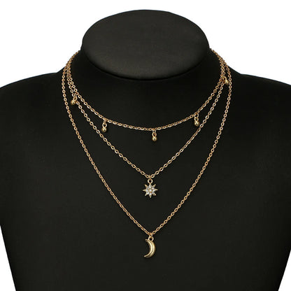 Elegant Lady Streetwear Star Moon Alloy Plating Inlay Zircon Women's Layered Necklaces