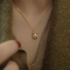Elegant Lady Water Droplets Titanium Steel 18k Gold Plated Artificial Pearls Pendant Necklace In Bulk