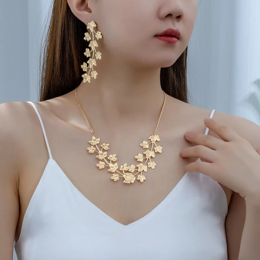 Elegant Leaf Alloy Plating 14k Gold Plated Women'S Jewelry Set