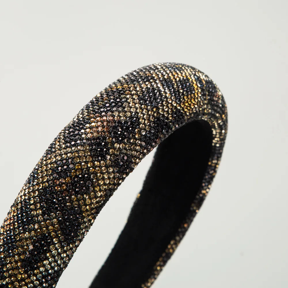 Elegant Leopard Cloth Inlay Rhinestones Hair Band