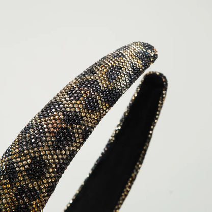 Elegant Leopard Cloth Inlay Rhinestones Hair Band