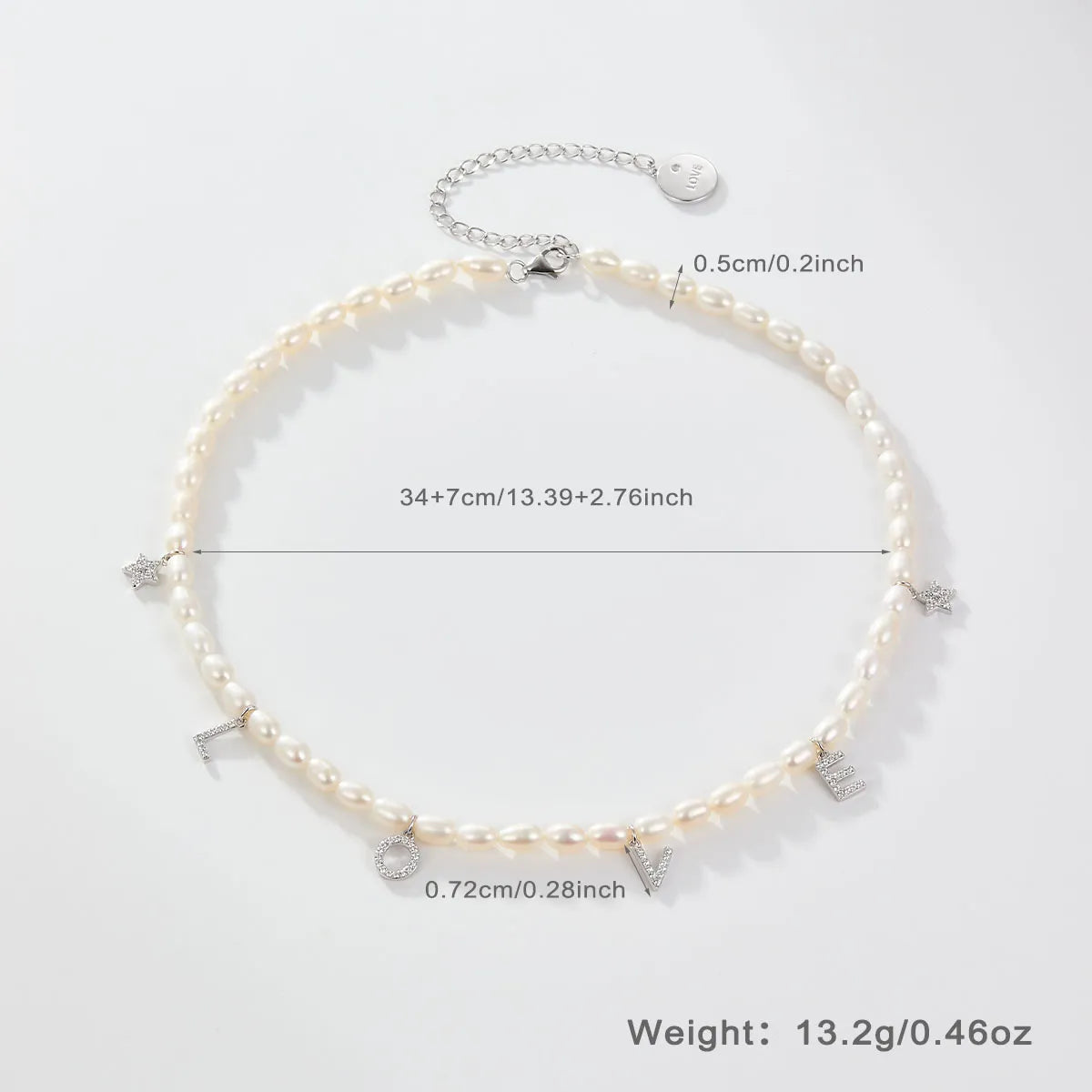 Elegant Letter Beaded Baroque Pearls Sterling Silver White Gold Plated Artificial Diamond Pearl Beads Choker In Bulk