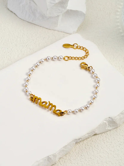 Elegant Letter Stainless Steel Imitation Pearl Wholesale Bracelets