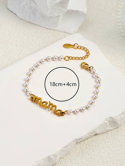 Elegant Letter Stainless Steel Imitation Pearl Wholesale Bracelets