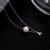 Elegant Letter Sterling Silver Inlay Artificial Pearls Zircon Necklace