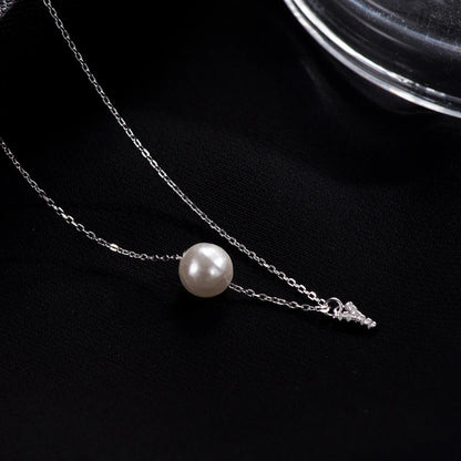 Elegant Letter Sterling Silver Inlay Artificial Pearls Zircon Necklace