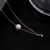 Elegant Letter Sterling Silver Inlay Artificial Pearls Zircon Necklace