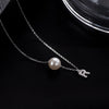 Elegant Letter Sterling Silver Inlay Artificial Pearls Zircon Necklace