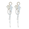 Elegant Light Luxury Alloy Pearl Long Tassel Geometric Earrings With Plants Flowers Style
