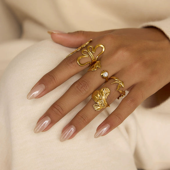 Elegant Light Luxury Animal Shaped Electroplated Stainless Steel Ring Jewelry For Women
