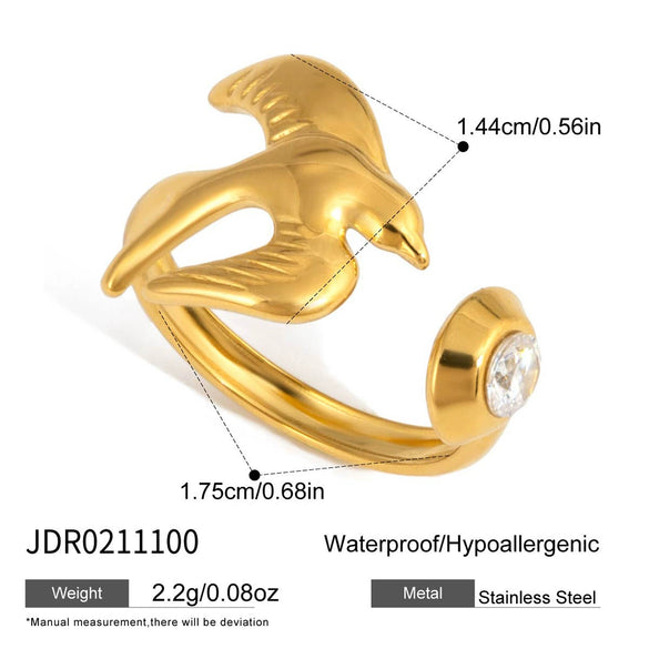 Elegant Light Luxury Animal Shaped Electroplated Stainless Steel Ring Jewelry For Women