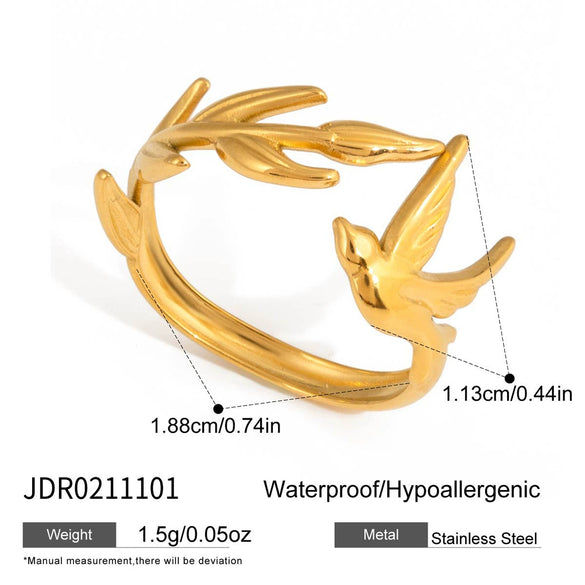 Elegant Light Luxury Animal Shaped Electroplated Stainless Steel Ring Jewelry For Women