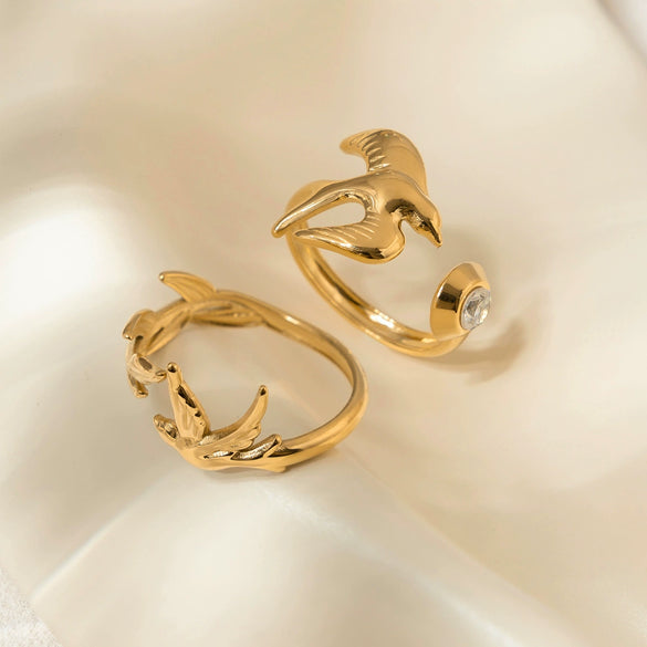Elegant Light Luxury Animal Shaped Electroplated Stainless Steel Ring Jewelry For Women