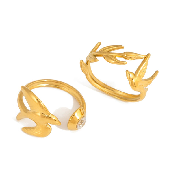 Elegant Light Luxury Animal Shaped Electroplated Stainless Steel Ring Jewelry For Women