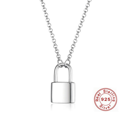 Elegant Lock Sterling Silver Plating White Gold Plated Pendant Necklace