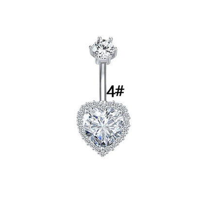 Elegant Luxurious Animal Snowflake Stainless Steel Copper Plating Hollow Out Inlay Zircon White Gold Plated Belly Ring