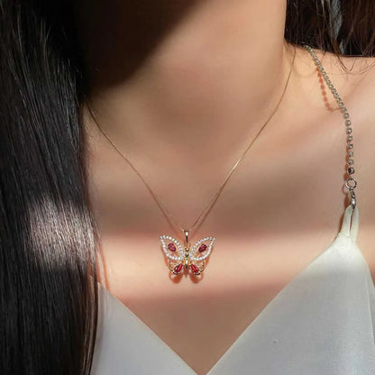 Elegant Luxurious Butterfly Zircon Alloy Wholesale Pendant Necklace