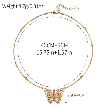 Elegant Luxurious Butterfly Zircon Alloy Wholesale Pendant Necklace