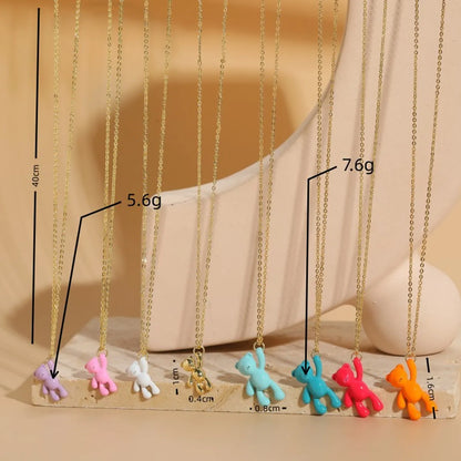 Elegant Luxurious Classic Style Animal Bear Copper 14k Gold Plated Pendant Necklace In Bulk