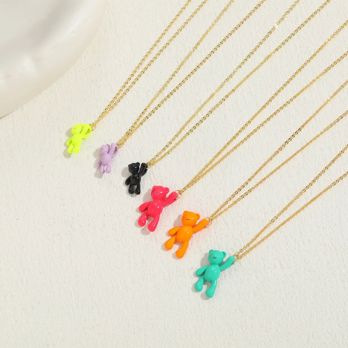 Elegant Luxurious Classic Style Animal Bear Copper 14k Gold Plated Pendant Necklace In Bulk