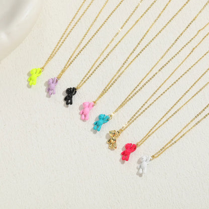 Elegant Luxurious Classic Style Animal Bear Copper 14k Gold Plated Pendant Necklace In Bulk