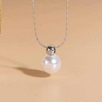 Wholesale Elegant Luxurious Classic Style Solid Color 304 Stainless Steel ABS Pearl Plating Inlay Artificial Pearls Freshwater Pearl Pendant Necklace