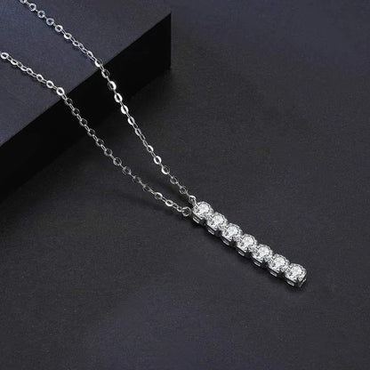 Elegant Luxurious Classic Style Square Sterling Silver Inlay Zircon Pendant Necklace