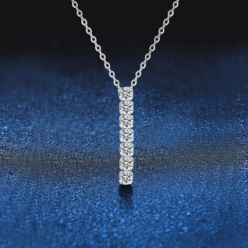 Elegant Luxurious Classic Style Square Sterling Silver Inlay Zircon Pendant Necklace