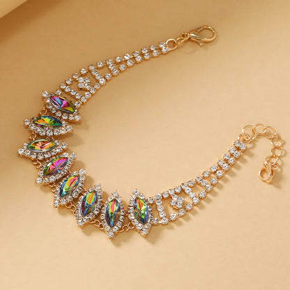 Elegant Luxurious Color Block Alloy Plating Inlay Rhinestones Gold Plated Women's Bracelets