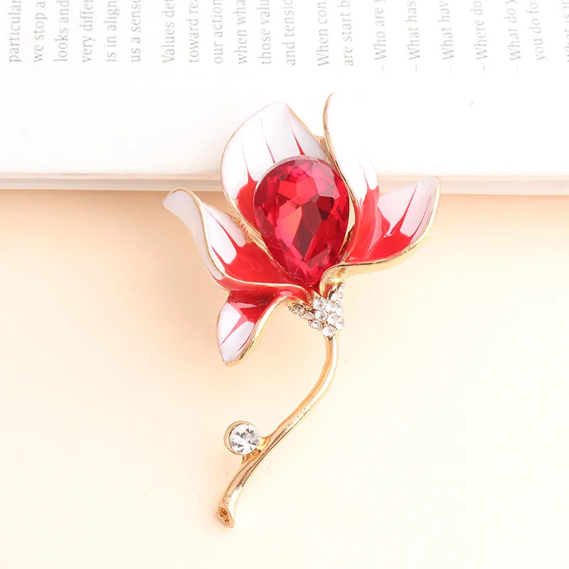 Elegant Luxurious Flower Alloy Inlay Artificial Gemstones Women'S Brooches