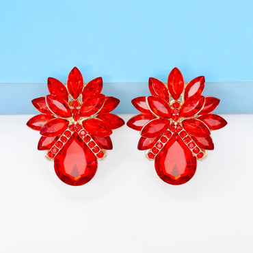 1 Pair Elegant Luxurious Flower Inlay Alloy Glass Stone Ear Studs